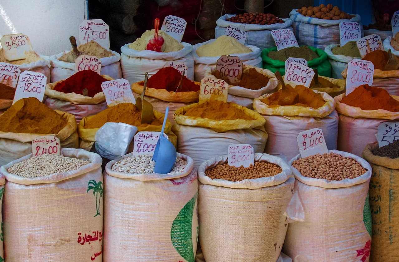 especias mercado comida pimiento rojo